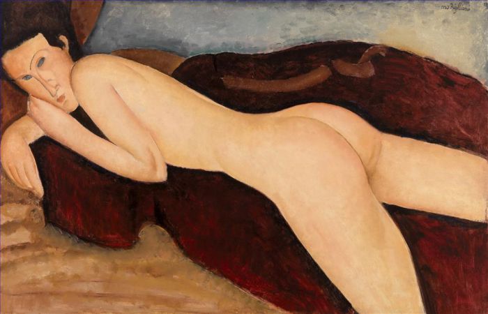 Amedeo Modigliani Oil Painting - Reclining nude  from the Back